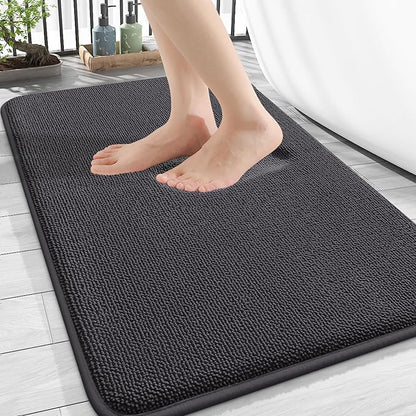 OLANLY Thick Memory Foam Bath Mat Rug 30x20, Extra Soft Absorbent Bathroom Rug, Quick Dry Bath Mats, Non-Slip, Machine Washable Carpet for Bathroom, Tub and Shower, Home Decor Accessories, Dark Grey