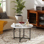 Round Coffee Table, Small Coffee Tables for Living Room, Low Wood Coffee Table with Metal Frame, Floor Table Desk for Sitting on The Floor, Home, Office, Rustic Brown (23.6" D x 17.7" H)
