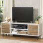 YESHOMY Modern TV Stand for 65" Television, Entertainment Center with Two Storage Cabinets, Retro Style Media Console for Living Room, Bedroom, Office, 58 Inch, Light Brown