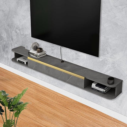 Floating TV Stand, 71'' Wall Mounted Entertainment Center TV Media Console, Floating Shelves with Door, Floating TV Cabinet Large Storage TV Bench for Living Room (Dark Grey, 70.86IN)