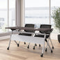 Bush Business Furniture Folding Training Table Set for 2, 60 inch, 2 Mesh Back Folding Chairs with Arms, Commercial-Grade Bundle for Office or Classroom, Envision Collection, Gray