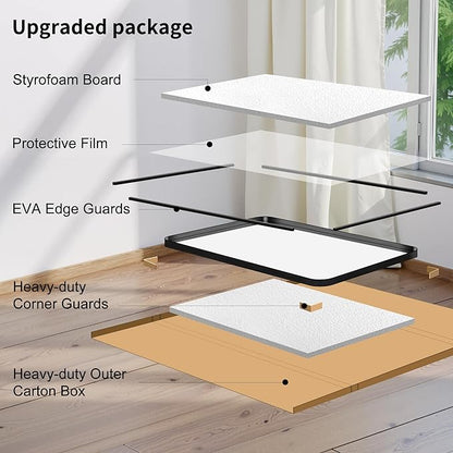 FORBATH 48x40 Inch Bathroom Mirror, Brushed Black Deep Frame Wall Mirror with Rounded Corners, Anti-Rust Tempered Glass for Modern Farmhouse Vanity (Horizontal/Vertical)