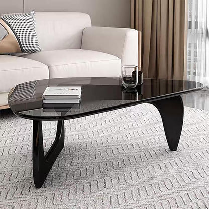 Modern Glass Coffee Table for Living Room, Mid Century Small Coffee Tables, Suitable for Bedroom Living Room Reception Office Tables（Black/Grey，Small）