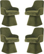 Swivel Dining Chairs Set of 4, Mid Century Modern Chairs Fabric Upholstered Armchair with Armrest & Ergonomic Backrest for Dining Room, Kitchen, Bedroom, Living Room, Green, 4 Boxs