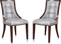 Manhattan Comfort Fifth Avenue Faux Leather Dining Chairs, Parsons Accent Furniture with Padded Wingback Seat, Fine Rectangular Stitching and Solid Beech Wood Frame, Set of 2, Silver
