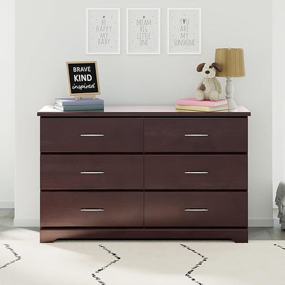 Storkcraft Brookside 6-Drawer Dresser (Espresso) – GREENGUARD Gold Certified, Nursery & Kids Storage, Nursery Essentials, Kids Room Storage, Durable Bedroom Dresser