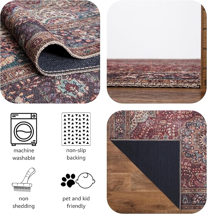 Keen Home Design 3x5 Rug - Machine Washable Entry Rug with Non-Slip Backing, Ideal for Enteryway, Kitchen, Bathroom, Laundry Room - Vintage, Easy Clean, Durable, Low Pile Rug - (3' x 5')