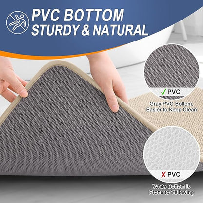 OLANLY Thick Memory Foam Bath Mat Rug 36x24, Extra Soft Absorbent Bathroom Rug, Quick Dry Bath Mats, Non-Slip, Machine Washable Carpet for Bathroom, Tub and Shower, Home Decor Accessories, Beige