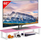 Clikuutory 45" Large TV Riser for 32-60 inch TVs, Tabletop Stand with Steel Legs, Storage & Dual - Screen Office Desk Function, Ideal for Home Office, Bedroom, Living Room, Pink