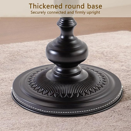 Round End Table, Framhose Small Side Table with Wood Top and Black Base, Pedestal Table for Living Room Corners Bedroom Patio and Bar（20" Hight）