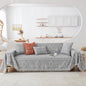 HANDONTIME Bohemian Couch Cover - Grey & White Aztec Tribal Pattern for 3 Cushion Couch, Aesthetic Tassel Sofa Slipcover, Universal Size, 71" X134"