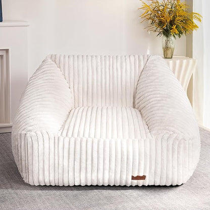 HABUTWAY Bean Bag Chair, Giant Bean Bag Chairs for Adults and Kids, Bean Bag Sofa, Lazy Floor Sofa, Faux Fur Beanbag Chair with Armrests for Living Room Bedroom (Beige)