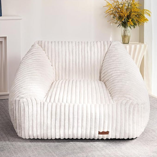 HABUTWAY Bean Bag Chair, Giant Bean Bag Chairs for Adults and Kids, Bean Bag Sofa, Lazy Floor Sofa, Faux Fur Beanbag Chair with Armrests for Living Room Bedroom (Beige)