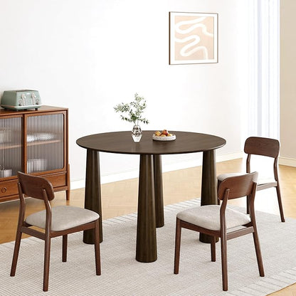 Casaphoria 45" Round Dining Table, Kitchen Table for 6 with Arc-Shaped Edge Top and Cylindrical Legs, Easy Assembly for Living Room, Dining Room, Walnut