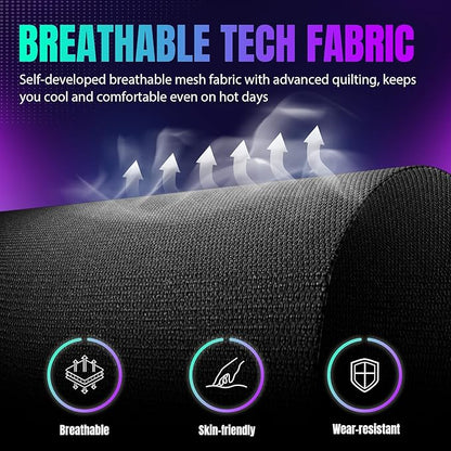 GTRACING Gaming Chair with Foot Rest & Racing Style RGB LED Lights, Breathable Fabric for Home Office Desk, Ergonomic High Back Computer Chair with Headrest & Lumbar Support, RGB Black