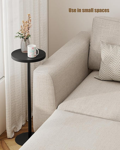 TUTOTAK Tall Round Side Table, Small End Table, Set of 2, Beside Table, Drink Table, Pedestal Side Table, livingroom, Black TB01BK0652