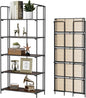 Crofy No Assembly Folding Bookshelf for Living Room, 5 Tier Black Collapsible Book Shelf for Home Office, Portable Bookcase Storage Organizer