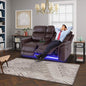 Nicbex PU Leather Power Wall Hugger Chair Double Reclining Sectional Sofa 2-Seater Loveseat Couch with Center Storage Console, USB Port, Cup Holders and Ambient LED Light for Living Room RV Theater