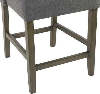 Homepop Home Decor | Modern Counter Stool | Counter Stools With Back | Decorative Home Furniture, Gray 24 inch, Pewter Woven