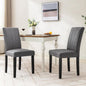 VECELO Upholstered Dining Chairs Set of 2, Modern Fabric and High Back & Solid Wood Legs, Parsons for Kitchen/Living Room- Dark Gray