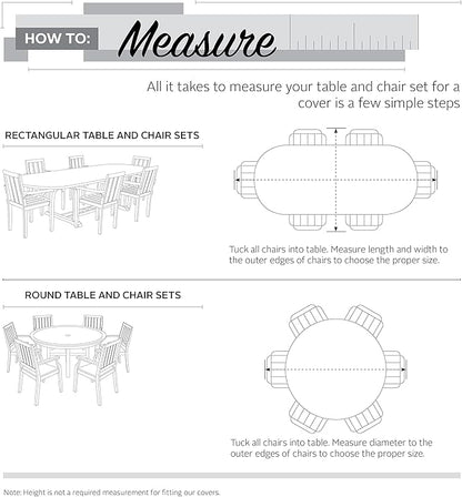 Classic Accessories Ravenna Water-Resistant 128 Inch Rectangular/Oval Patio Table & Chair Set Cover, Outdoor Table Cover