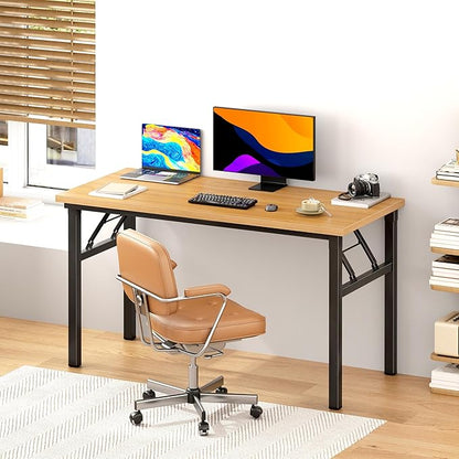 Folding Desk, 47 inch No Assembly Folding Desks for Small Spaces, Sturdy Foldable Computer Desk, Functional Home Office Desks, Study Writing Desk Office Table Workstation for Home Office Outdoor