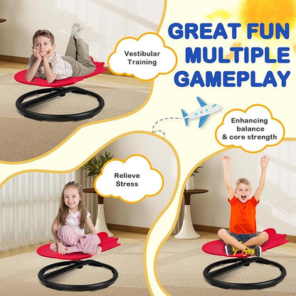 Kids Sensory Swivel Chair, Autism Spinning Chair for Kids Sensory, Autism Sensory Products Sit and Spin 360° Spinning Seat for Autistic ADHD Kids Indoor Outdoor Play (Red)