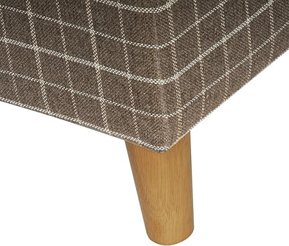 Home Decor | Dinah Collection Modern Storage Ottoman | Ottoman with Storage for Living Room & Bedroom(Brown Windowpane Fabric)