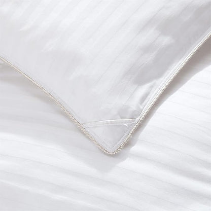 Luxurious All-Season Goose Down Feather Fiber Comforter Duvet Insert, Exquisite King White Stripe Design, Premium Baffle Box, 100% Cotton Down Proof Fabric, 65 oz. Fill Weight