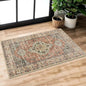 Lahome Oriental Door Mat Indoor Entrance, 2x3 Washable Indoor Rugs for Entryway Soft Small Kitchen Rugs Non Slip Ultra-Thin, Vintage Door Mat Carpet for Bedroom Bathroom, Peach/Orange