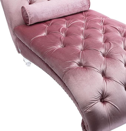 HomSof Modern Armless Velvet Chaise Lounge Indoor Chair with Solid Acrylic Legs