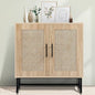 KFO Storage Cabinet with Handmade Natural Rattan Doors, Rattan Buffet Cabinet, Sideboard for Living Room, Hallway, Dining Room, Entryway