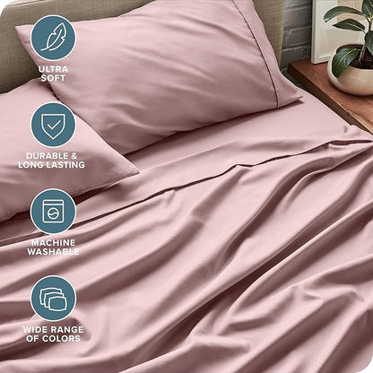 Bare Home Full Sheet Set - Luxury 1800 Ultra-Soft Microfiber Full Bed Sheets - Double Brushed - Deep Pockets - Easy Fit - 4 Piece Set - Bedding Sheets & Pillowcases (Full, Mauve)