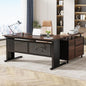Tribesigns 63 Inch Executive Desk with File Cabinet, Large Office Desk L Shaped Computer Desk with Drawers and Storage Shelves, Business Furniture Desk for Home Office, Dark Walnut and Black