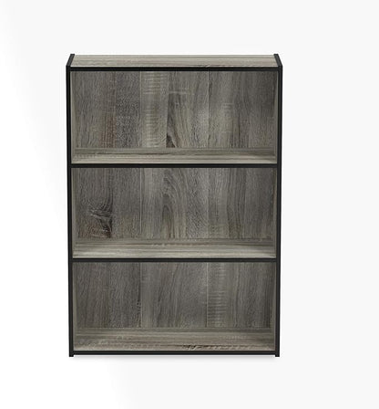Furinno Pasir 3-Tier Open Shelf Bookcase, French Oak Grey