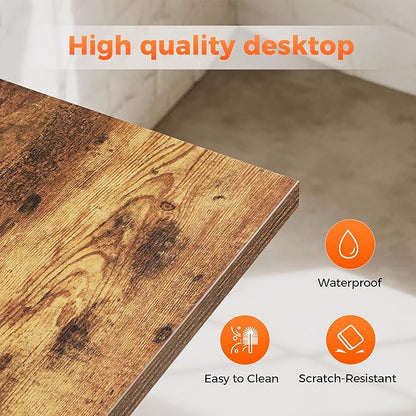 Rolling Computer Desk with Wheels, Gaming Desk for Small Spaces, Modern Simple Style Table for Home Office, Study Writing Table (Caster, Rustic Brown, 32 inch)