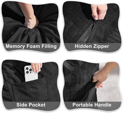 Hobestluk 5FT Bean Bag Chair Giant Bean Bag Chairs for Adults Large Bean Chairs with Removable Cover, Beanbag Chair with Filler, Adult Bean Bag Chairs for Living Room, Bedroom
