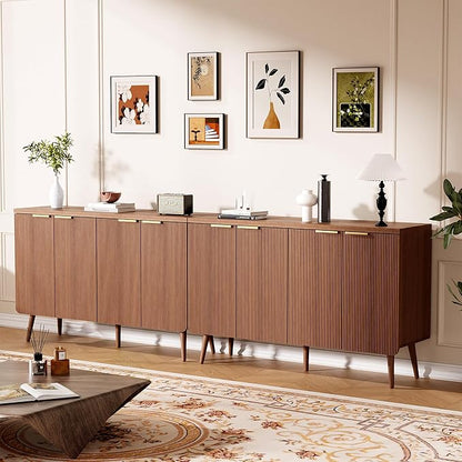 Sideboard Buffet Cabinet with Storage, 4 Doors Wood Entryway Cabinet, Modern Accent Cabinet with Solid Wood Feet & Adjustable Shelves, Multifunctional Console Table for Living Room, Kitchen, Hallway