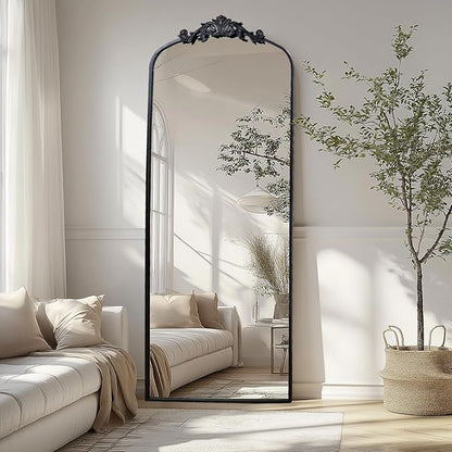 AIXI HOME Antique Black Arch Full Wall Mirror, 71"x30" Elegant Rectangle Vintage Mirror with Ornate Frame, Baroque Inspired Home Decor for Bathroom Vanity Bedroom Entryway