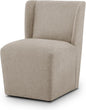 Upholstered Dining Chair with Casters Wingback Modern Side Armless Deskchair with Rollers for Diningroom Bedroom Livingroom Reading Room,Khaki,1 Box