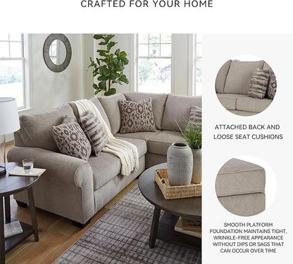 Signature Design by Ashley Claireah Casual L-Shaped 2-Piece Sectional with Loose Seat Cushions and 5 Accent Pillows, Beige