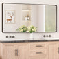 Keonjinn Black Bathroom Mirror for Over Sink, 60” x 28” Large Rounded Rectangle Bathroom Vanity Mirror, Matte Black Modern Decorative Framed Mirror, Anti-Rust, HD Tempered Glass(Horizontal/Vertical)