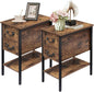 VECELO End Tables,Narrow Nightstand with Drawers and Storage Shelf,Modern Night Stand for Small Spaces, Living Room,Bedroom