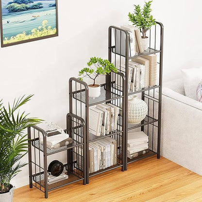 Bookshelf Storage Shelf Bookcase Freestanding Storage Stand for Living Room, Bedroom, Kitchen, Rust Resistance, Easy Assembly Free Combination Multi-Functional Organizer (2 Tiers, Black)