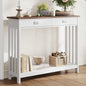 ChooChoo Farmhouse Long Entryway Table with Drawer, Mission Narrow Console Sofa Table with Storage, for Entryway,Living Room and Hallway, 47 Soft White and Brown