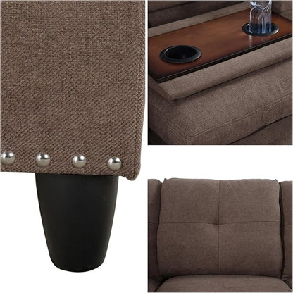 L-Shaped Sectional Sofa, Modern Sectional Couches Home Sofas for Living Room with Movable Chaise, Modular Living Room Sets Furniture for Apartment Bedroom & Office, Brown