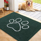 OLANLY Door Mat for Muddy Dog Paws 40x32, Absorbent Chenille Mud Doormat with Paw Print Design, Non-Slip Washable Doormat for Indoor Entryway, Quick-Dry Pet Bed Mats for Dirty Dogs, Blackish Green