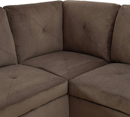 NicBex Sectional Couch 3 Pieces Sofa Set with Right Chaise Corduroy L Shaped Cloud Couch for Living Room Furniture Sets with Storage Ottoman, Modular Sofa for Living Room & Apartment, Brown