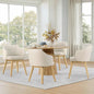 Wooden Dining Chairs Set of 4, Faux Leather Upholstered Modern Dining Room Chairs with Barrel Backrest & Double-Layer Thick Cushion for Living Room, Restaurant, Kitchen and Café, Beige, 2 Boxs