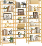Homykic Bamboo Triple Wide Shallow Bookshelves and Bookcases, 6-Tier 6ft Tall Bookshelf with 17 Open Display Shelves, Large Freestanding Book Shelf for Home Office, Bedroom, Living Room, Natural